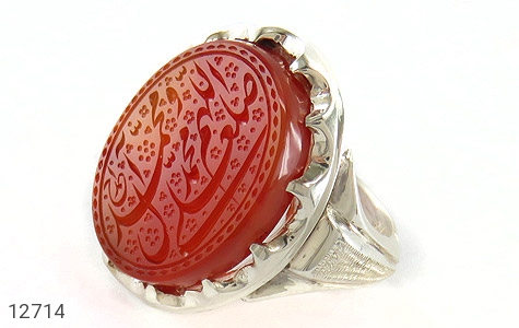 انگشتر نقره عقیق یمنی قرمز فاخر استاد احمد مردانه [صلوات] - 12714